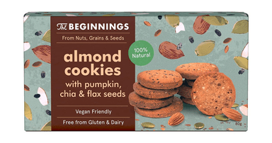 Almond cookies with pumpkin, chia, and flaxseeds