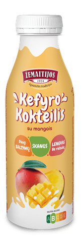Kefir cocktail ŽEMAITIJOS, with mango, 0.5%, 450 g