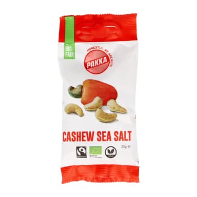Roasted and lightly salted cashews with sea salt, organic