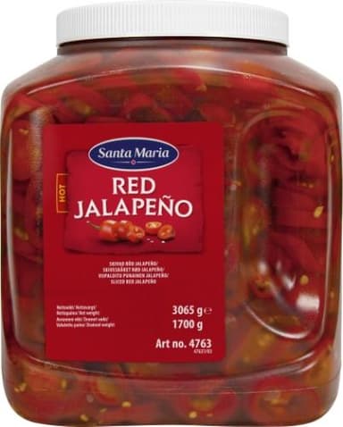 Red Jalapeno Hot, sliced, 3065 g / 1700 g