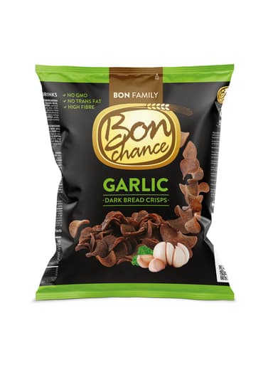 Juodos duonos traškučiai BON CHANCE, su česnakais, 120 g