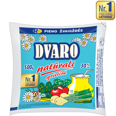 Grietinė DVARO, 30%, maišelyje, 0,5 l