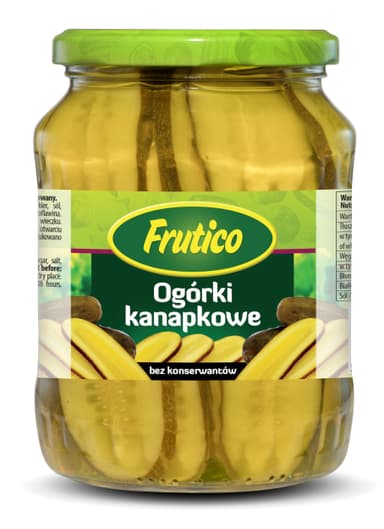 Pickled cucumbers FRUTICO, cut lengthwise, 660 g / 330 g