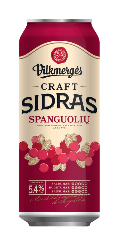 Sidras VILKMERGĖS, spanguolių, 0,5l, 5,4%, skarda
