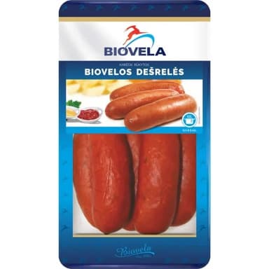 Hot smoked sausages BIOVELA, class I, 570 g