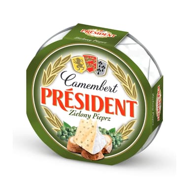 Pelėsinis sūris PRESIDENT Camembert, 32 %, green pepper, 120 g