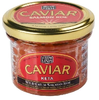 Wild Keta salmon roe SUDRABLINIS Premium, 100 g