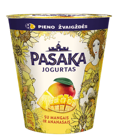Yogurt PASAKA, with mango and pineapple, 2.5%, 370 g