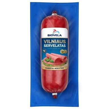 Karštai rūkytas servelatas BIOVELA, Vilniaus, aukščiausia rūšis, 280 g