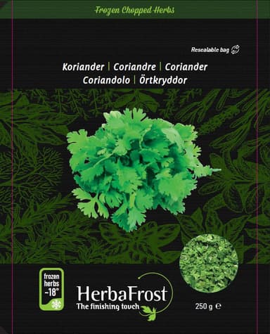 Frozen IQF coriander, HERBAFROST, IQF, 250 g