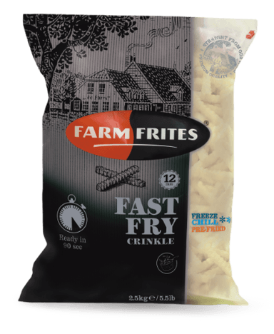 Šaldytos bulvės FARM FRITES, 90 s., vingiuotos, 2,5 kg