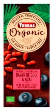 Ecologic dark chocolate TORRAS with goji beans&acai, 100g, LT-EKO-001