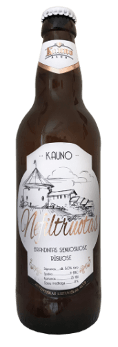Alus KAUNO, nefiltruotas, šviesusis, 5%, 0,5 l, butelis