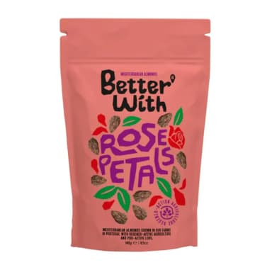 Almonds with rose petals ROSE PETALS