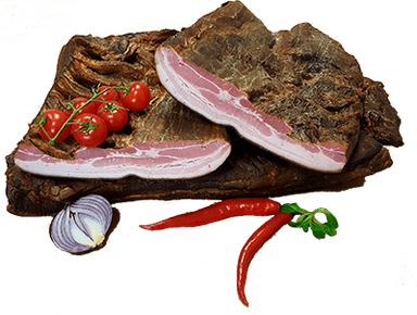 Hot smoked bacon, 1 kg