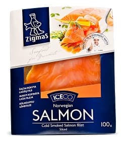 Šaltai rūkyta lašišos filė ZIGMAS, pjaustyta, 100 g
