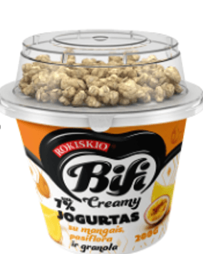 Yogurt BIFI Creamy, with mango, passion fruit and granola, 7%, 200