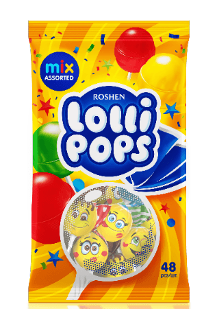 Caramel candy ROSHEN Lolipops, cocktail flavor, 0,92 kg