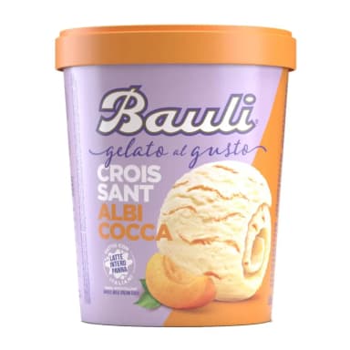 Edible ice cream with a small croissant flavor and peach syrup