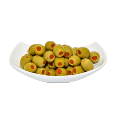 Olives stuffed with flavored peppers