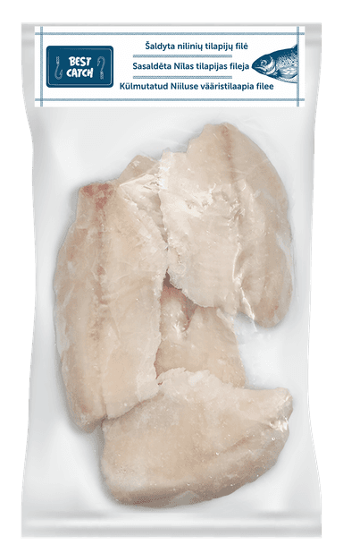Šaldyta nilinų tilapijų filė BEST CATCH, be odos, dydis 90-150 g, 30 %, 750 g/525 g
