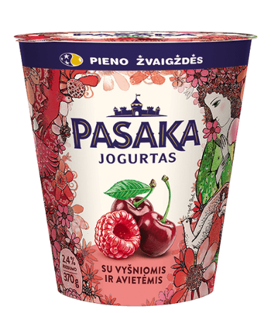Yogurt PASAKA, with cherries and raspberries, 2.5%, 370 g