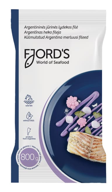 Frozen argentina hake,fillet FJORD'S w/o 60-200 g, 800 g
