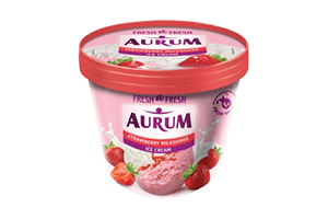 Braškiniai grietininiai valgomieji ledai su braškių įdaru AURUM, 800 ml