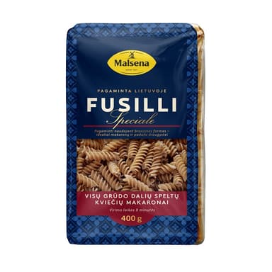 Pasta MALSENA Fusilli, whole grain spelled, 400 g
