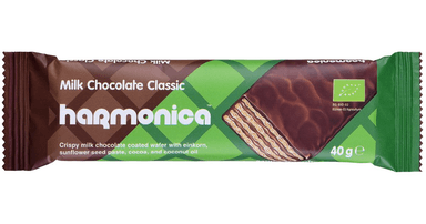 Pienišku šokoladu padengtas klasikinis vaflis, ekologiškas