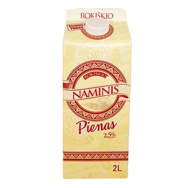 Milk NAMINIS, 2,5%, 2 l, elopak