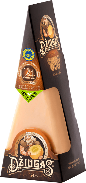Sūris DŽIUGAS Delicate, 24 mėn., 40% RSM, be laktozės, 180 g
