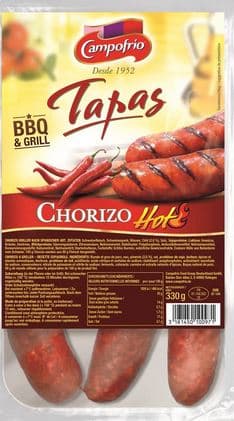 Cooked pork sausage CAMPOFRIO Chorizo BBQ hot, 330g
