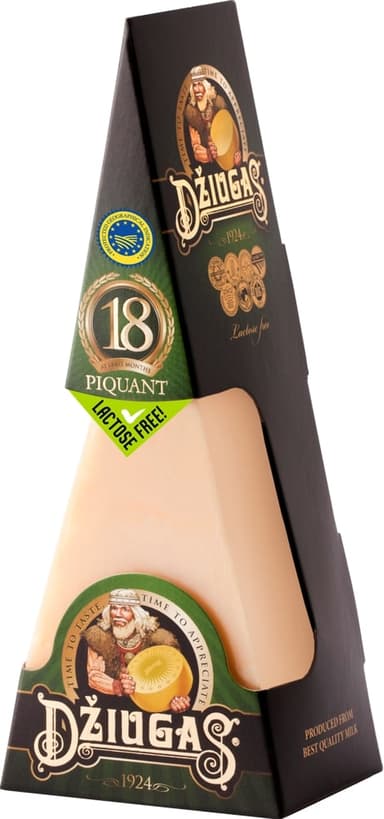 Cheese DZIUGAS Piquant, 18 months, 4 % RSM, lactose free, 18 g