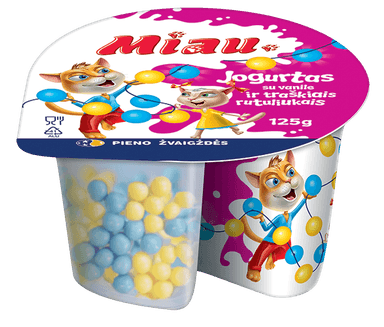 Yogurt MIAU, with vanilla and crispy balls, 5.0% r., 125g