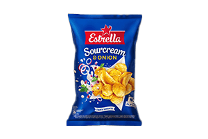 Bulvių traškučiai ESTRELLA (grietinės ir svogūnų skonio), 130 g