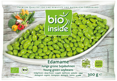 Frozen, organic EDAMAME soybeans