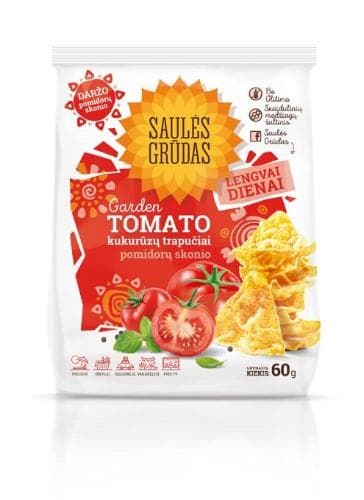 Kukurūzų mažieji trapučiai SAULĖS GRŪDAS, pomidorų skonio, 60g