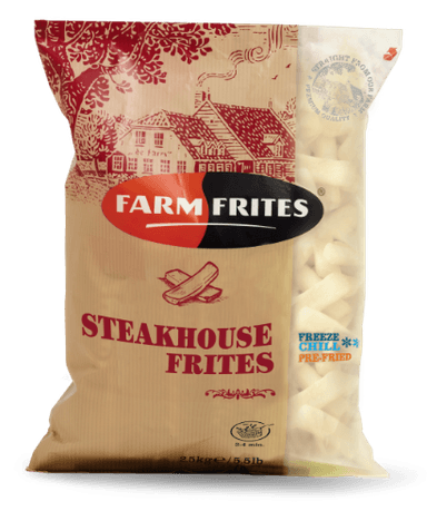 Šaldytos bulvės FARM FRITES prie kepsnio, 9x18 mm, 2,5 kg