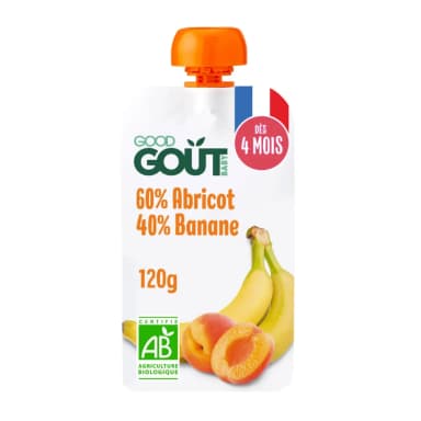 Bananų ir abrikosų tyrelė, nuo 4 mėn., ekologiška