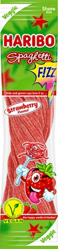 Gummies HARIBO, Spaghetti, Strawberry sour, 200 g