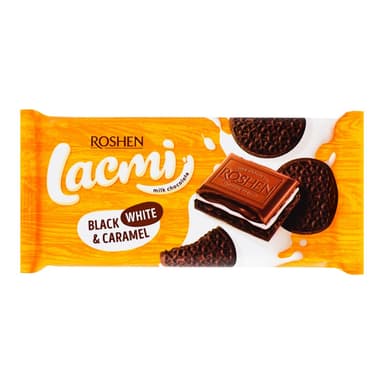 Milk chocolate ROSHEN, Lacmi, with cookies and caramel, 100 g