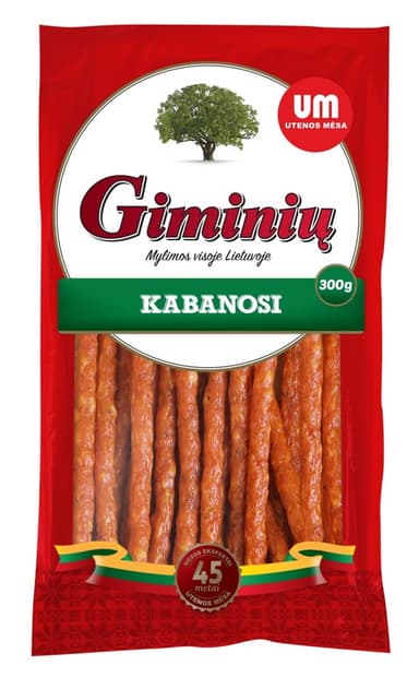 Karštai rūkytos kabanossi lazdelės, GIMINIŲ, 300g