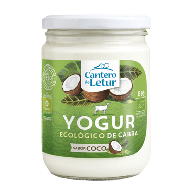 Goat yogurt made from whole milk with coconut flavor, 4.1% fat, organic