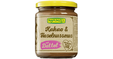 Organic coconut and hazelnut cream with dates and cocoa