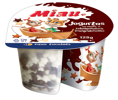 Yogurt MIAU, with vanilla and chocolate stars, 5.5% r., 125g