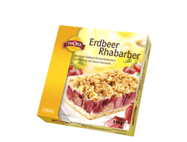 Frozen rhubarb-strawberry cake THOKS, sliced (6x92g), 0.55 kg