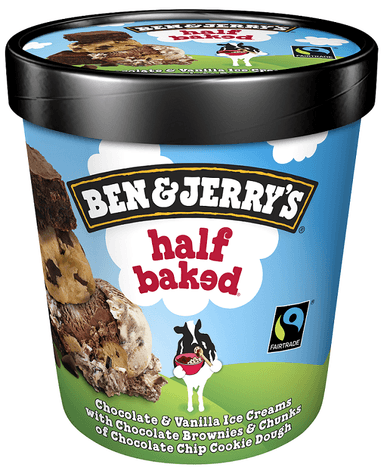 Chocolate and vanilla ice cream B&J, Half Baked, 465 ml