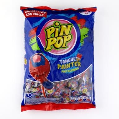 Lollipop, Pin Pop Popmega, with bubble gum, 48x18g