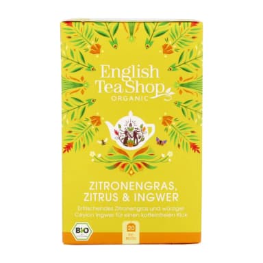 Fruit tea with LEMONGRASS, CITRUS, and GINGER, organic, 20 bags.
